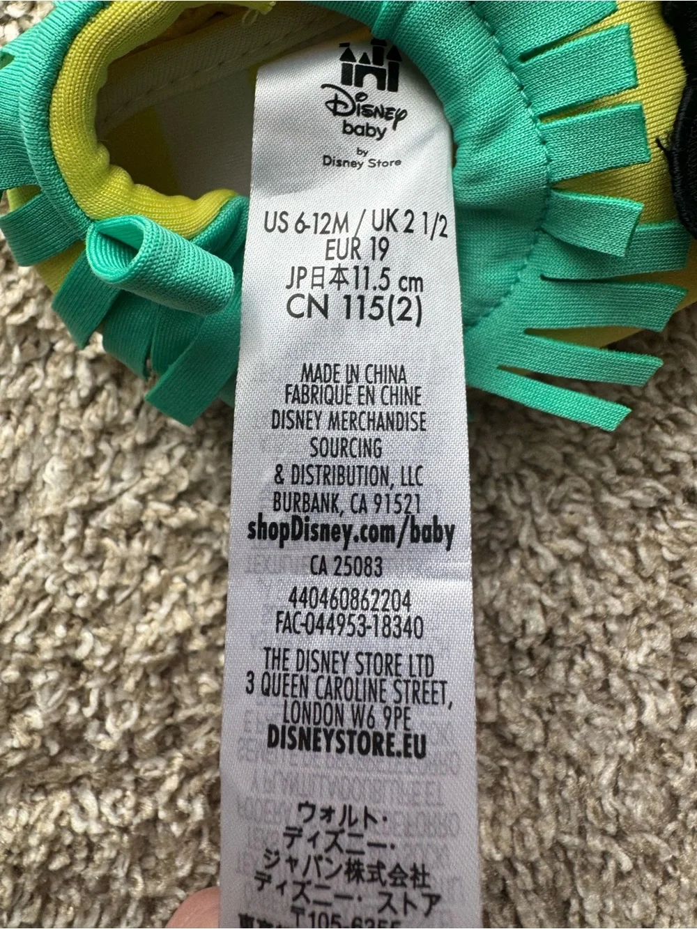 Disney Baby Mickey Mouse Fringe Crib Shoes 6-12M Soft Sole